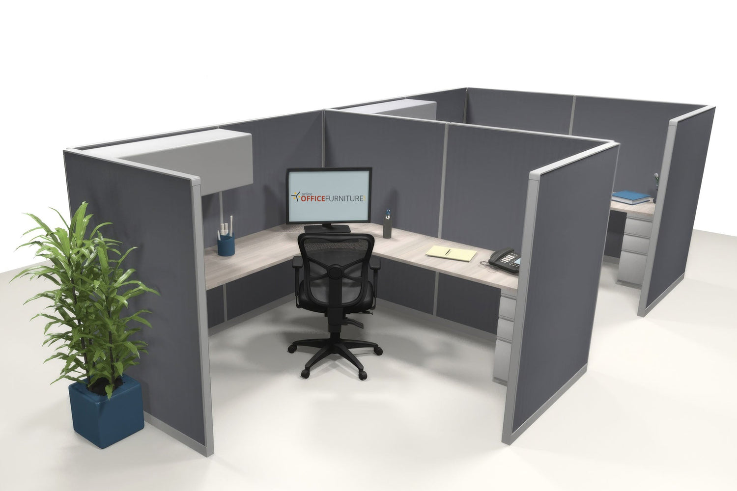 2 Pack Private 8x8 Workstations with Panels - Item