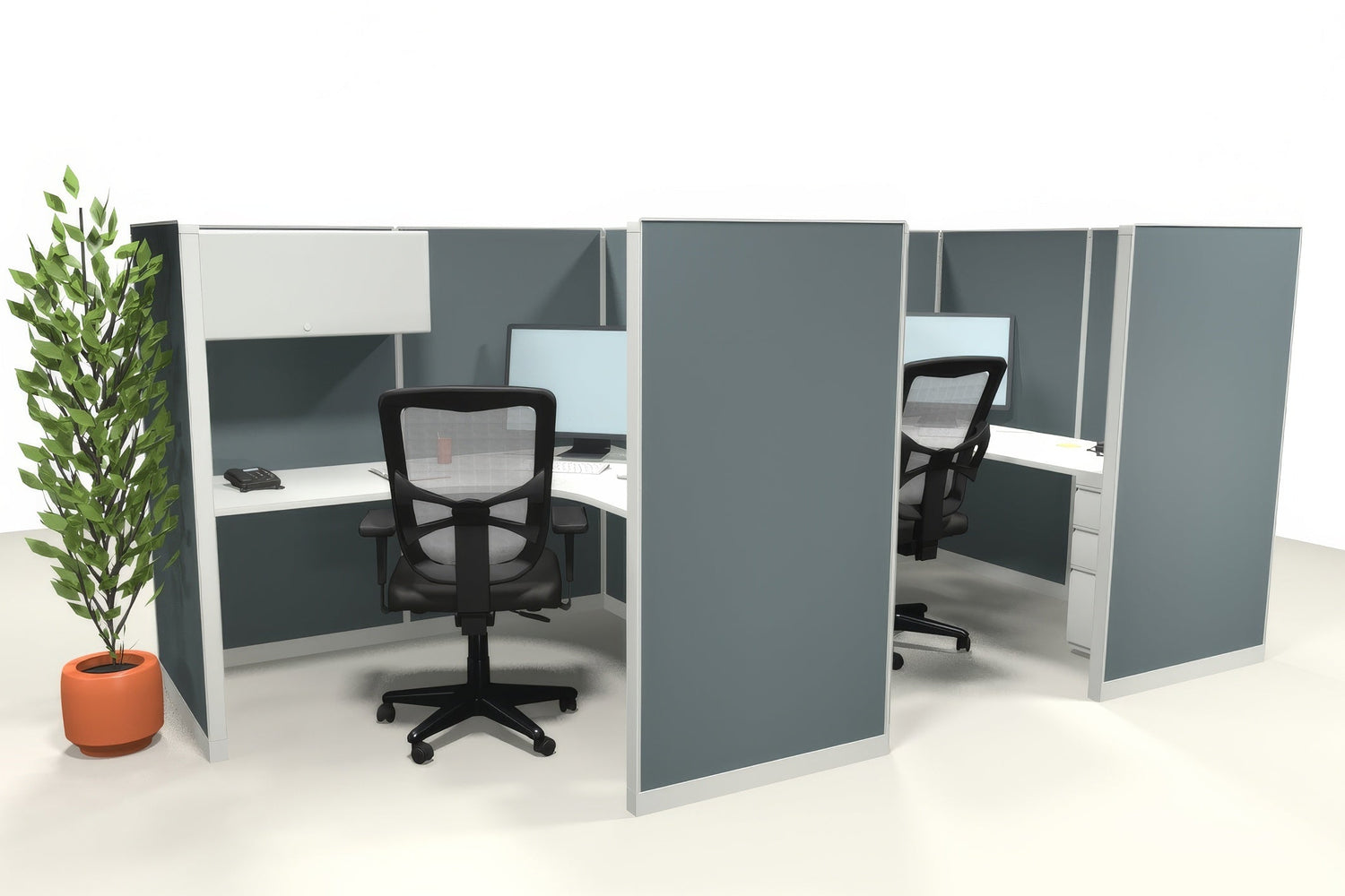 2 Pack Private 6x6 Workstations with Panels - Item