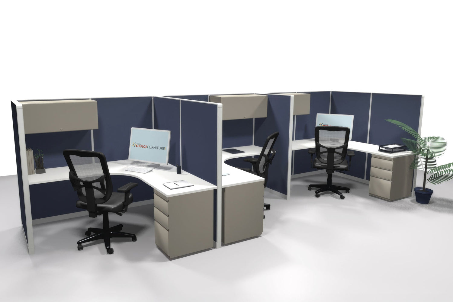 3 Pack open 6x6 Workstations with Panels - Item