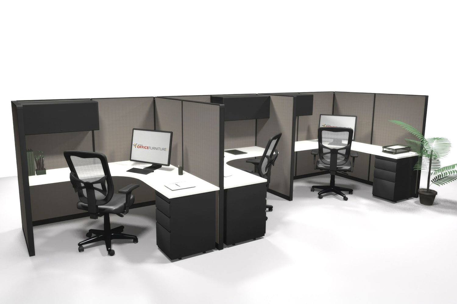 3 Pack open 6x6 Workstations with Panels - Item