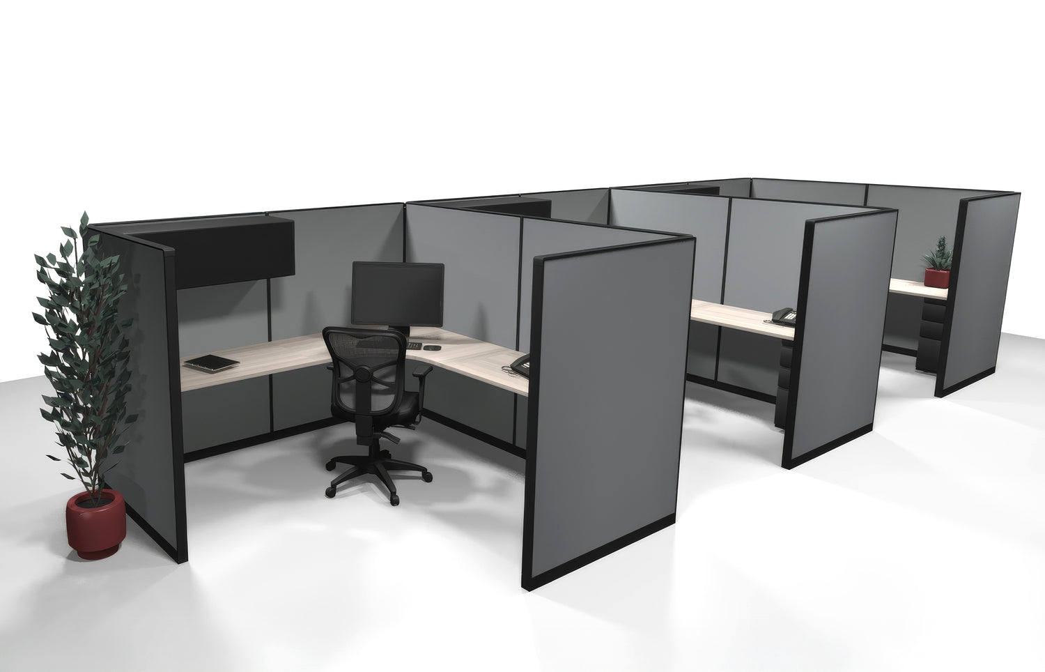 3 Pack Private 8x8 Workstations with Panels - Item