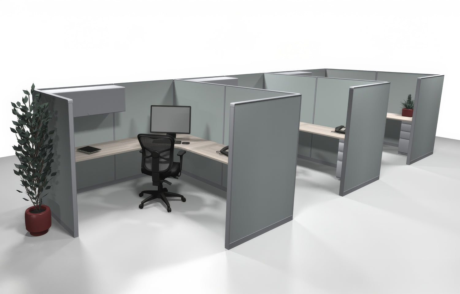 3 Pack Private 8x8 Workstations with Panels - Item