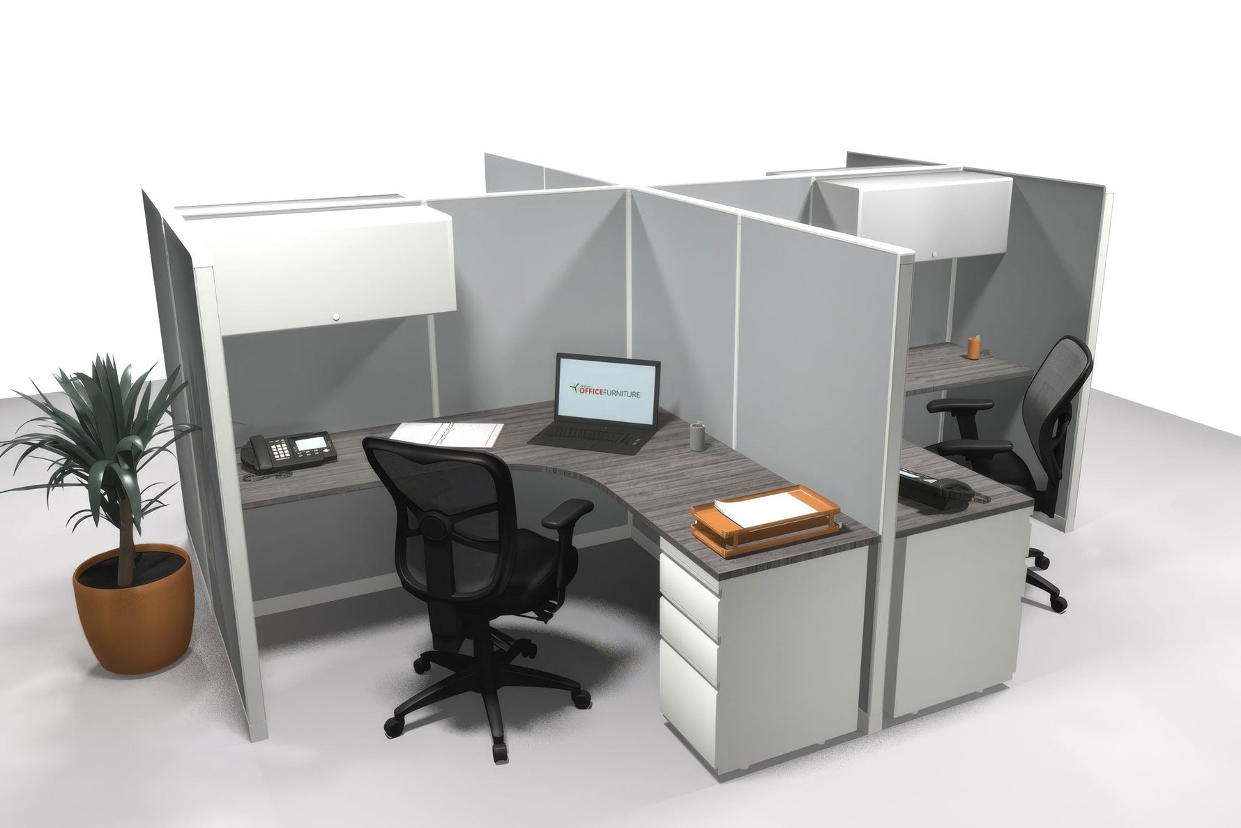 4 Pack Open 6x6 Workstations with Panels - Item #1463 - Online Office Furniture
