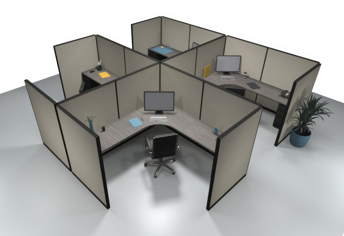 4 Pack Private 6x6 Workstations with Panels - Item