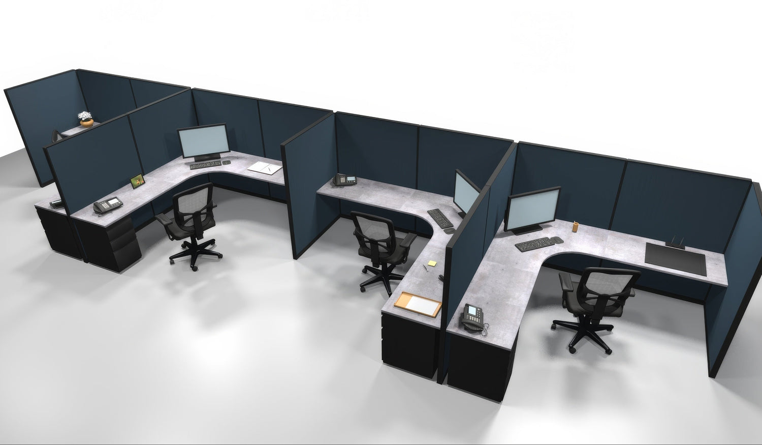 4 Pack Single Row Open 8x8 Workstations with Panels - Item