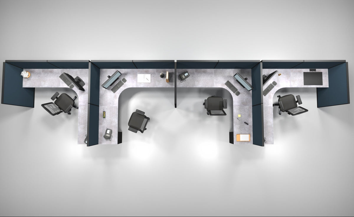 4 Pack Single Row Open 8x8 Workstations with Panels - Item
