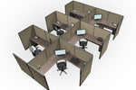 6 Pack Private 6x6 Workstations with Panels - Item