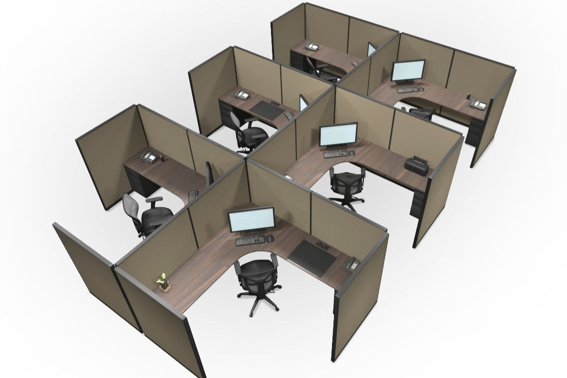 6 Pack Private 6x6 Workstations with Panels - Item #1418 - Online Office Furniture