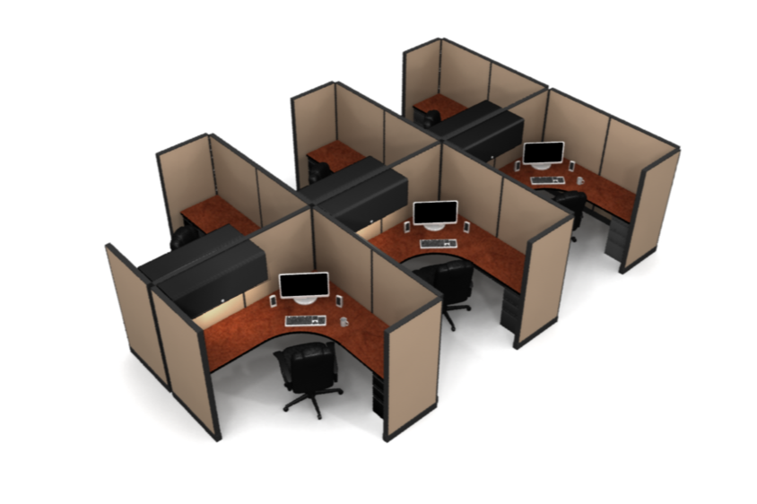 6 Pack Private 6x6 Workstations with Panels - Item