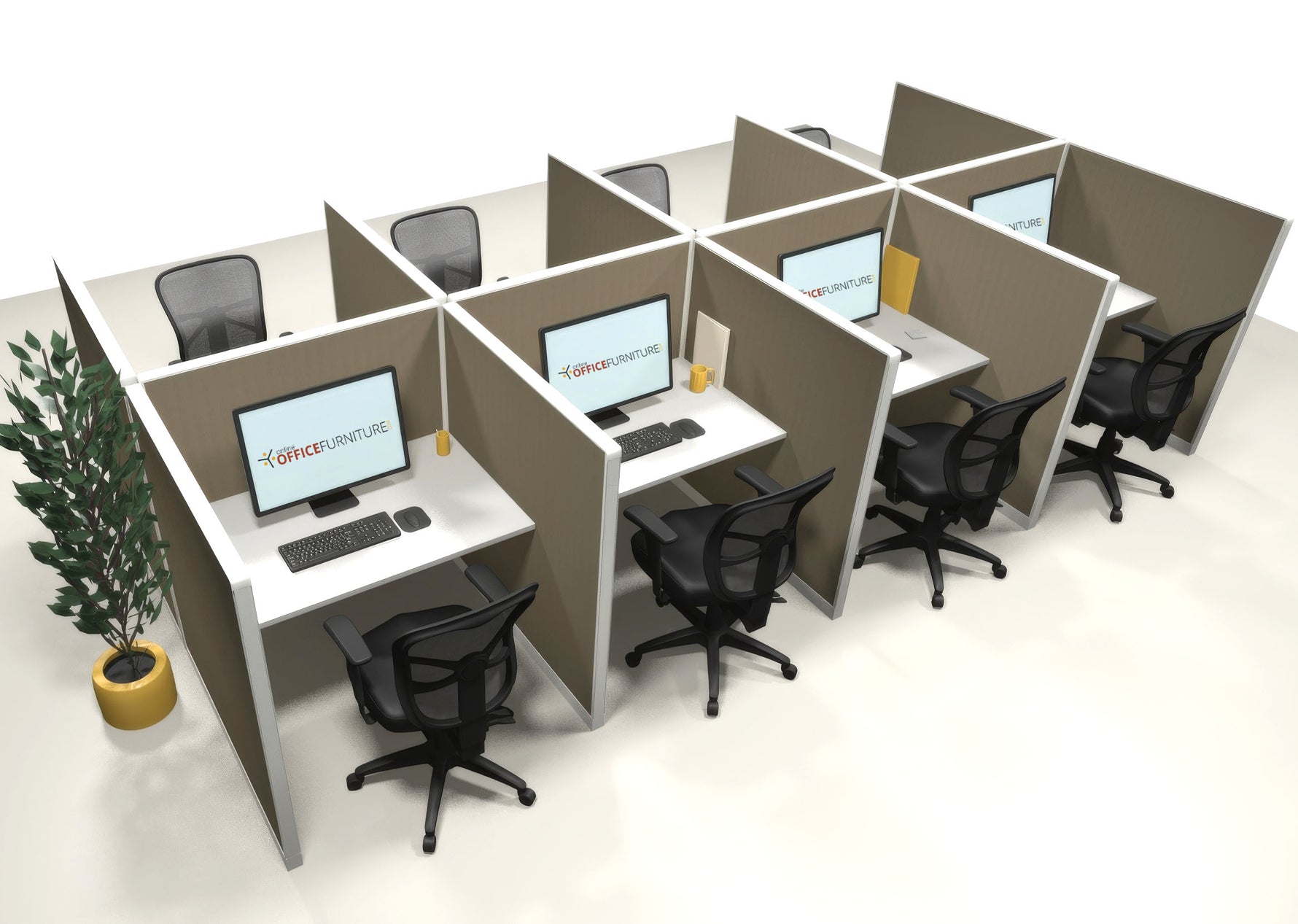 8 Pack Call Center Workstations - Item #1405 - Online Office Furniture