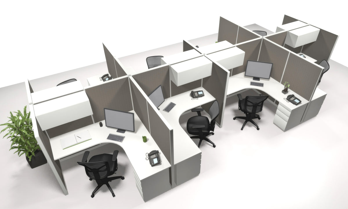 8 Pack 6x6 Open Workstations with Panels - Item