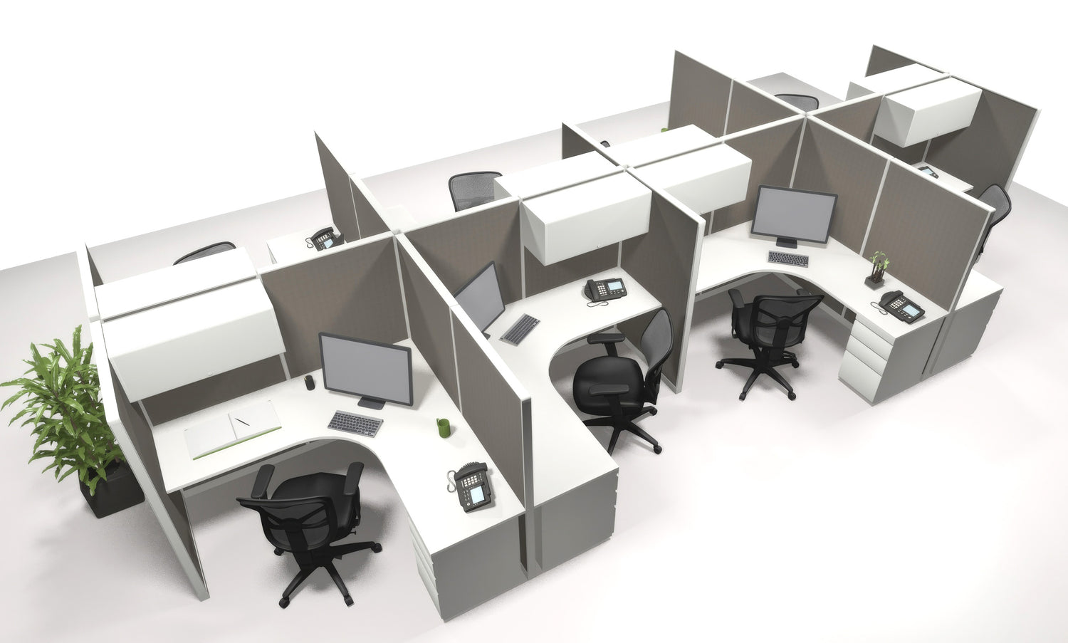 8 Pack 6x6 Open Workstations with Panels - Item