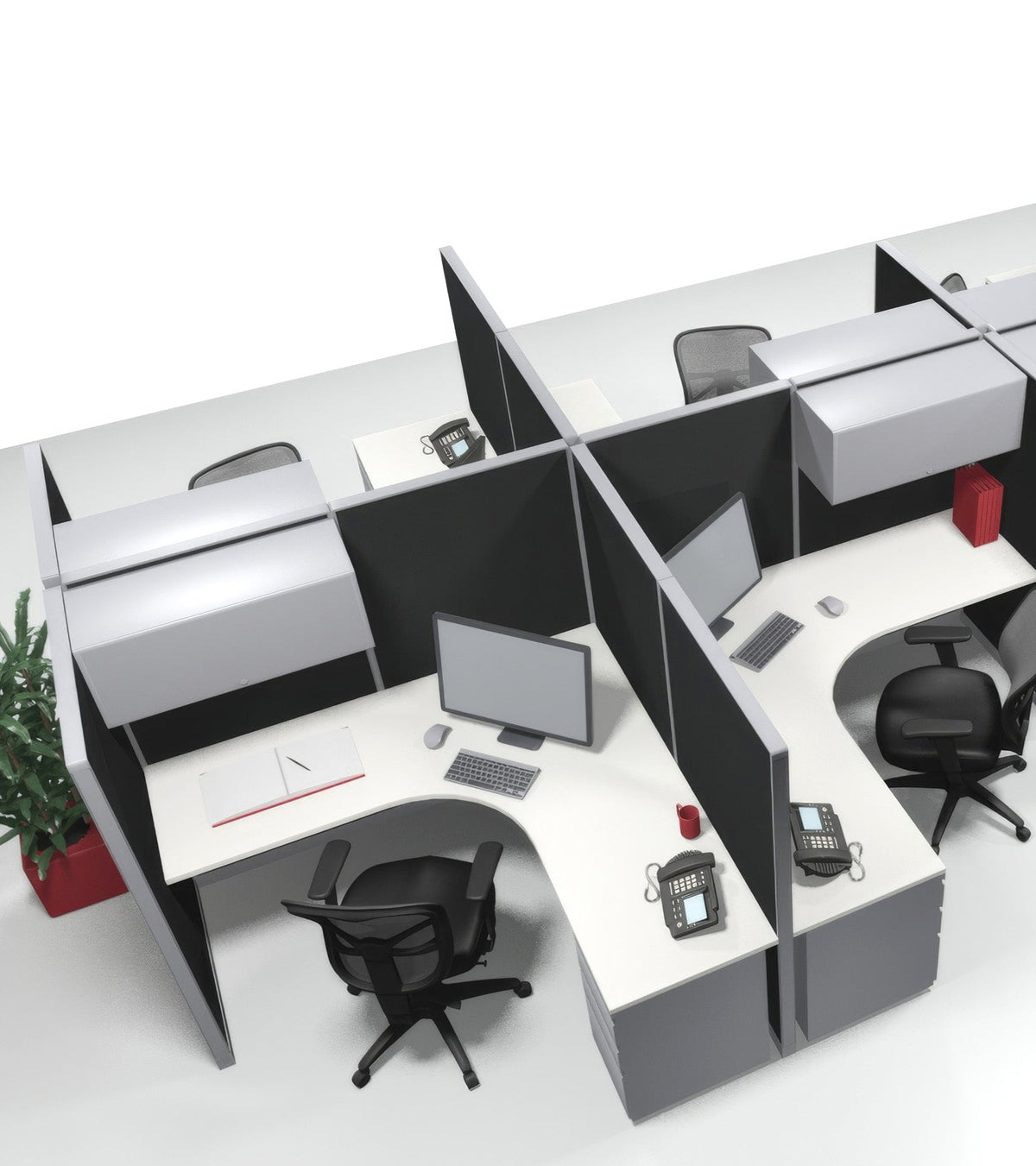 8 Pack 6x6 Open Workstations with Panels - Item