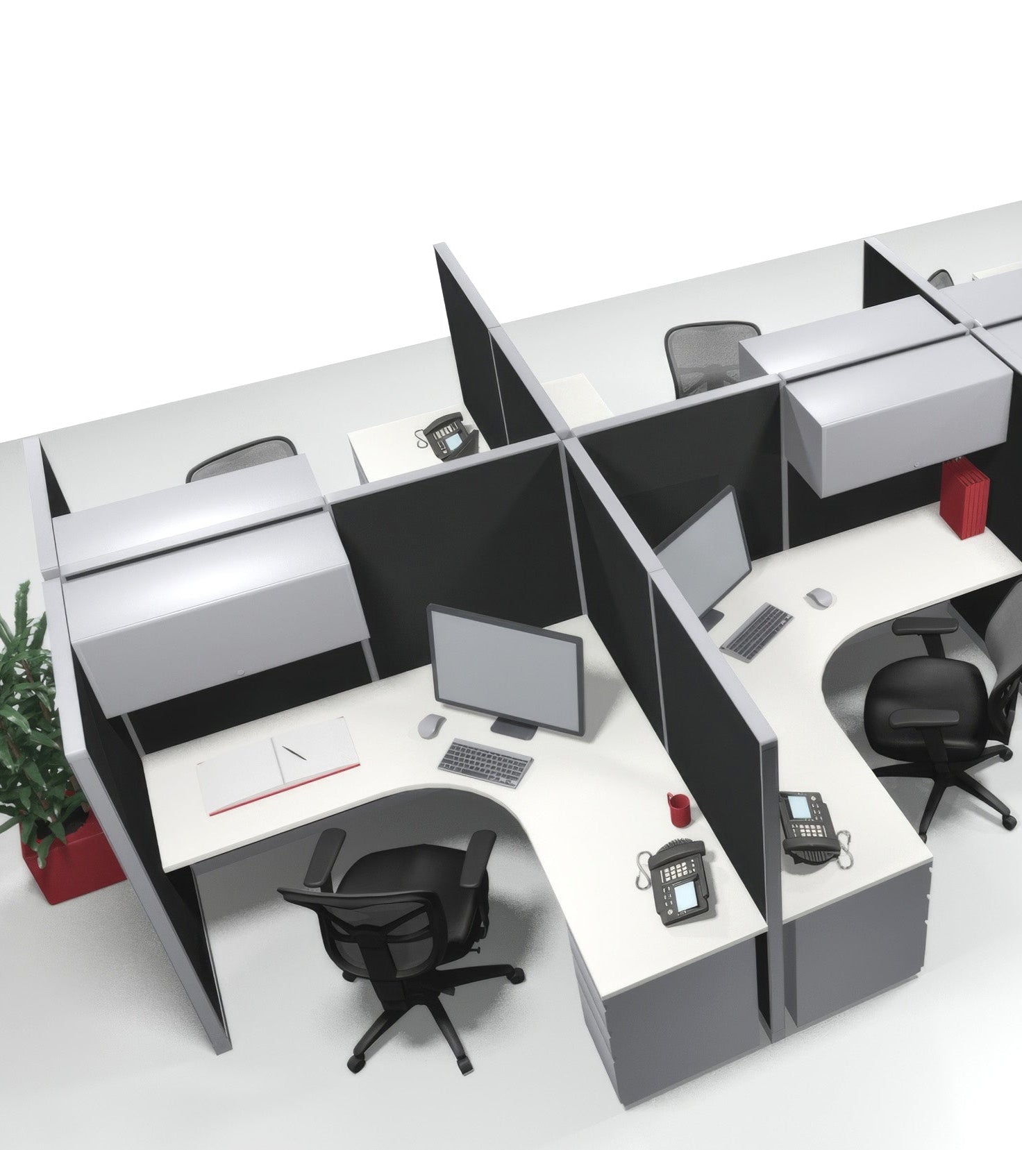 8 Pack 6x6 Open Workstations with Panels - Item
