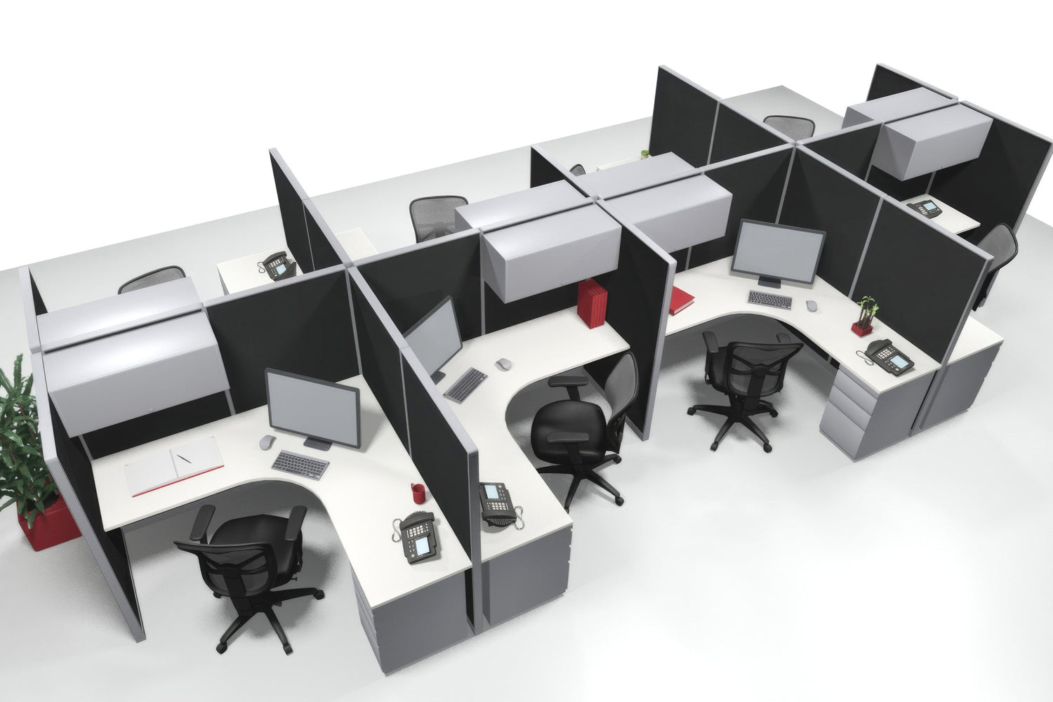 8 Pack 6x6 Open Workstations with Panels - Item