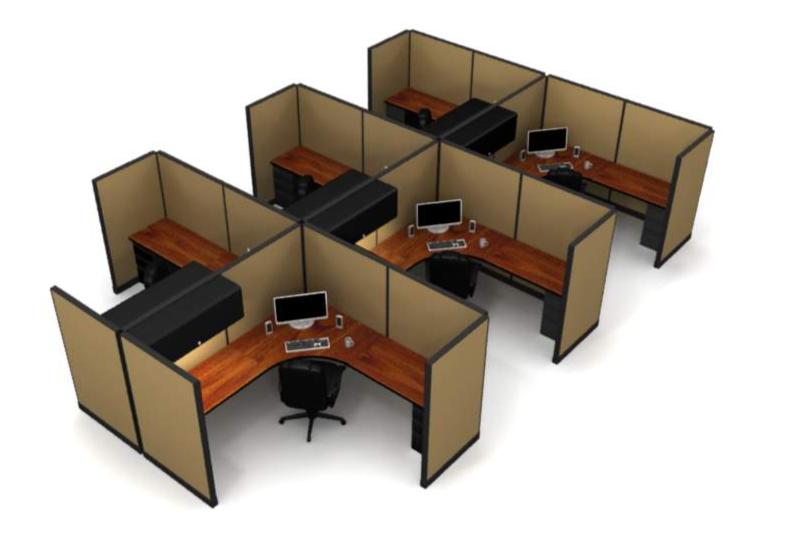 6 Pack Private 8x8 Workstations with Panels - Item