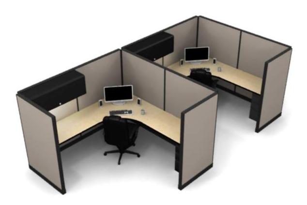 2 Pack Private 8x8 Workstations with Panels - Item