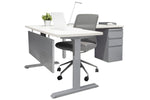 L Shape Sit/Stand Desk with File Ped