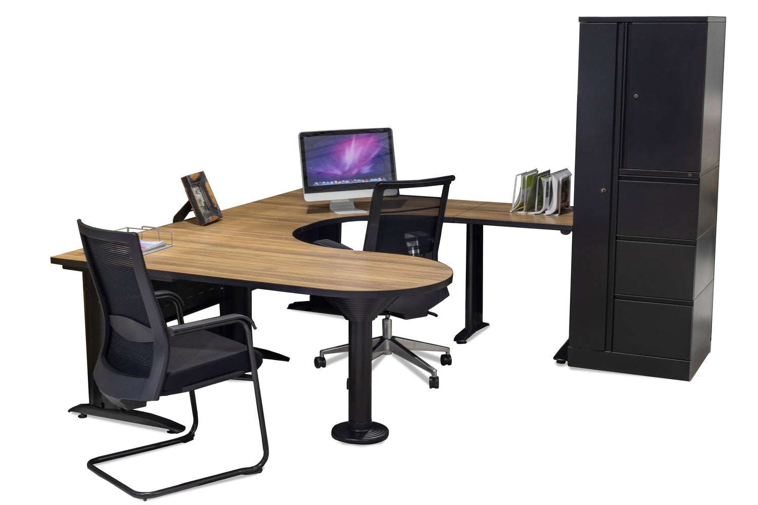 8x8 Executive Workstation with Storage Tower - Item 1356 - Online Office Furniture