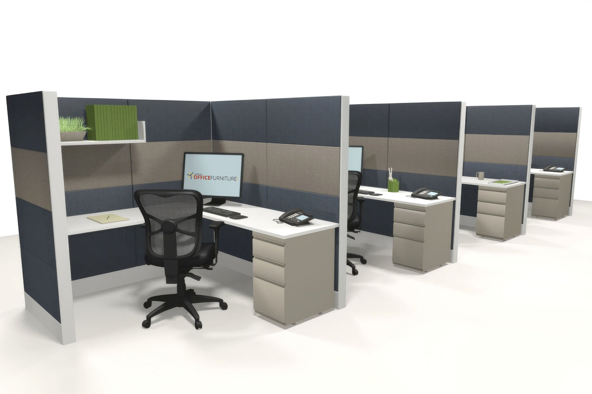 4 Pack L Shape Workstations with 70" H Panels - Item 1368 - Online Office Furniture