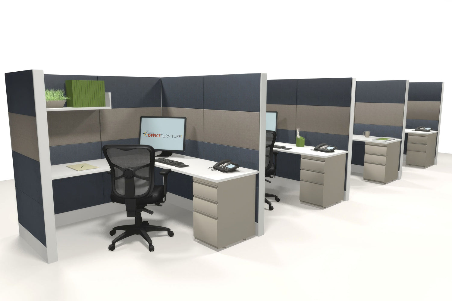 4 Pack L Shape Workstations with 70" H Panels - Item 1368 - Online Office Furniture