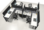 4 Pack Sit-Stand Workstations with Panels - Online Office Furniture