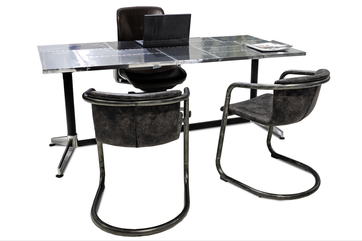 As/Is Aluminum Aviator Desk/Table - Item