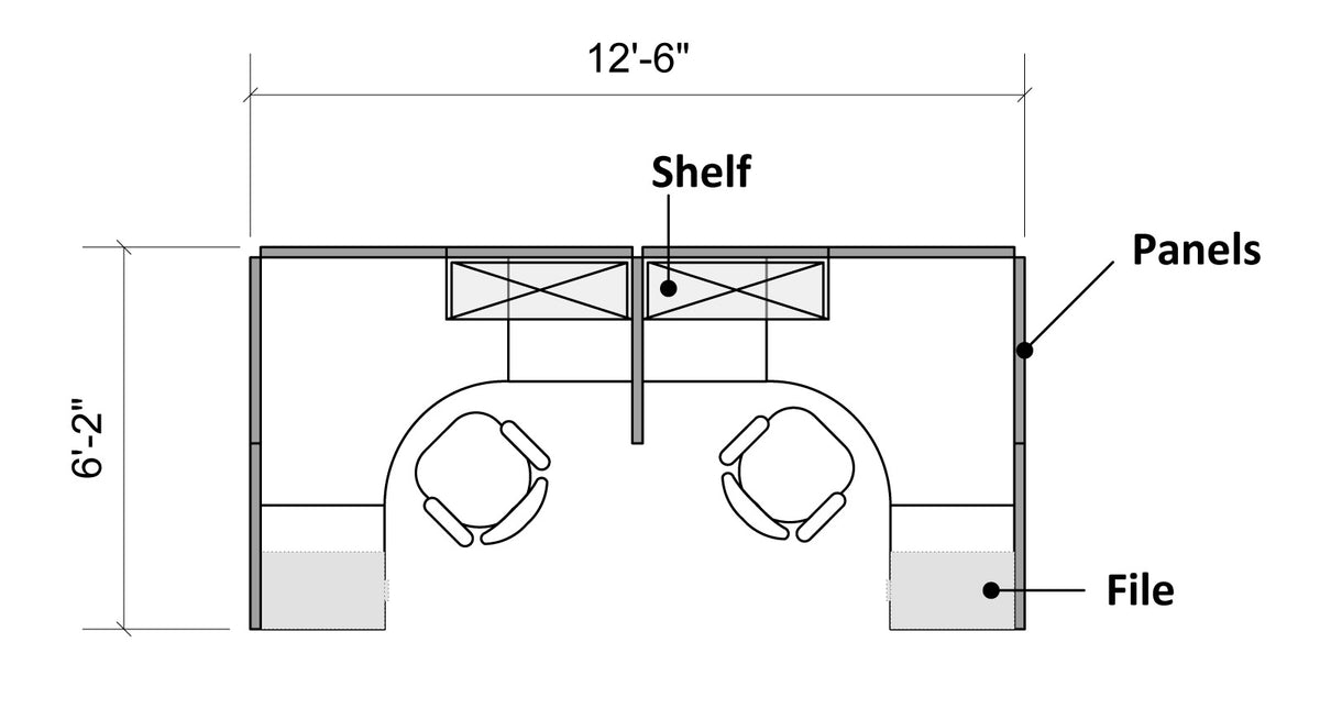 2 Pack 6x6 Workstations with 65" Panels - Online Office Furniture