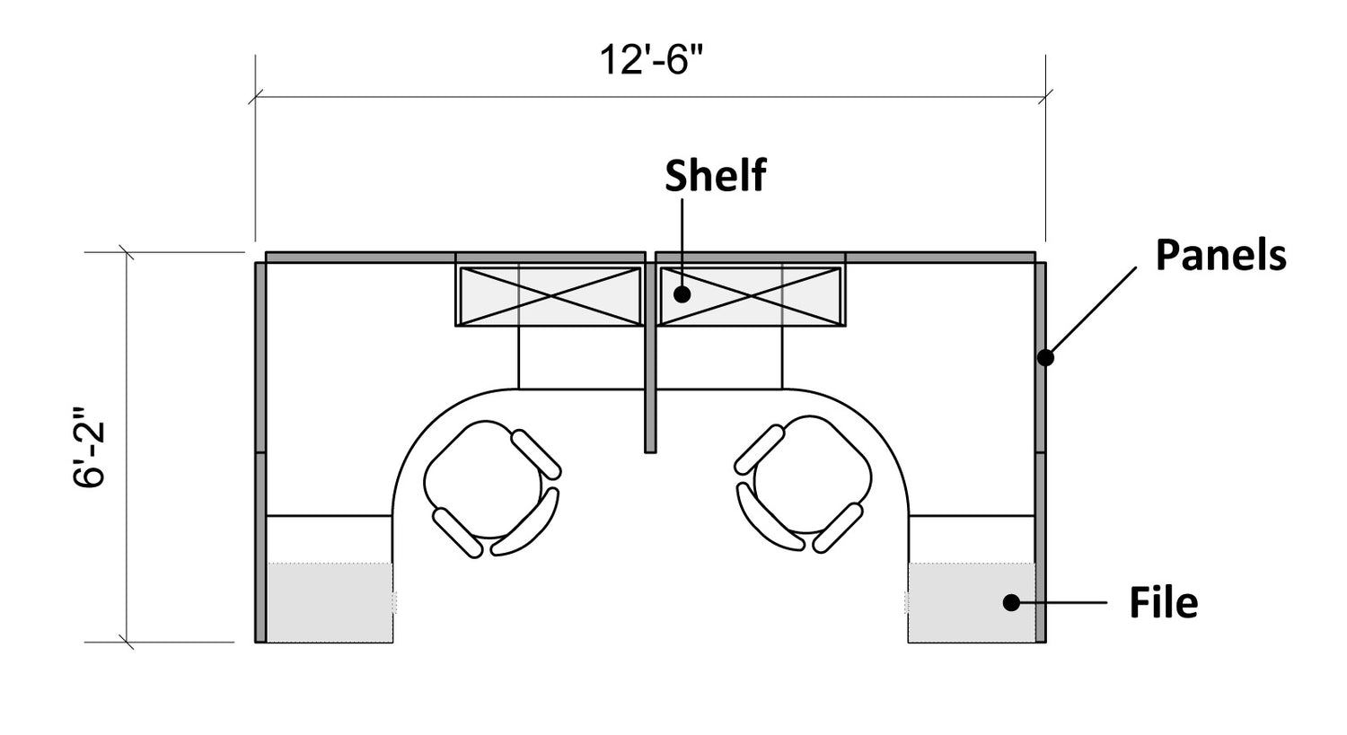 2 Pack 6x6 Workstations with 65" Panels - Online Office Furniture