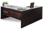 L Shape Stainless Steel Desk with Reclaimed Wood Modesty