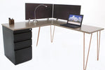 L Shape Modern Hairpin Desk with Storage - Online Office Furniture