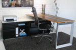Reclaimed Wood Workstation with Storage - Online Office Furniture