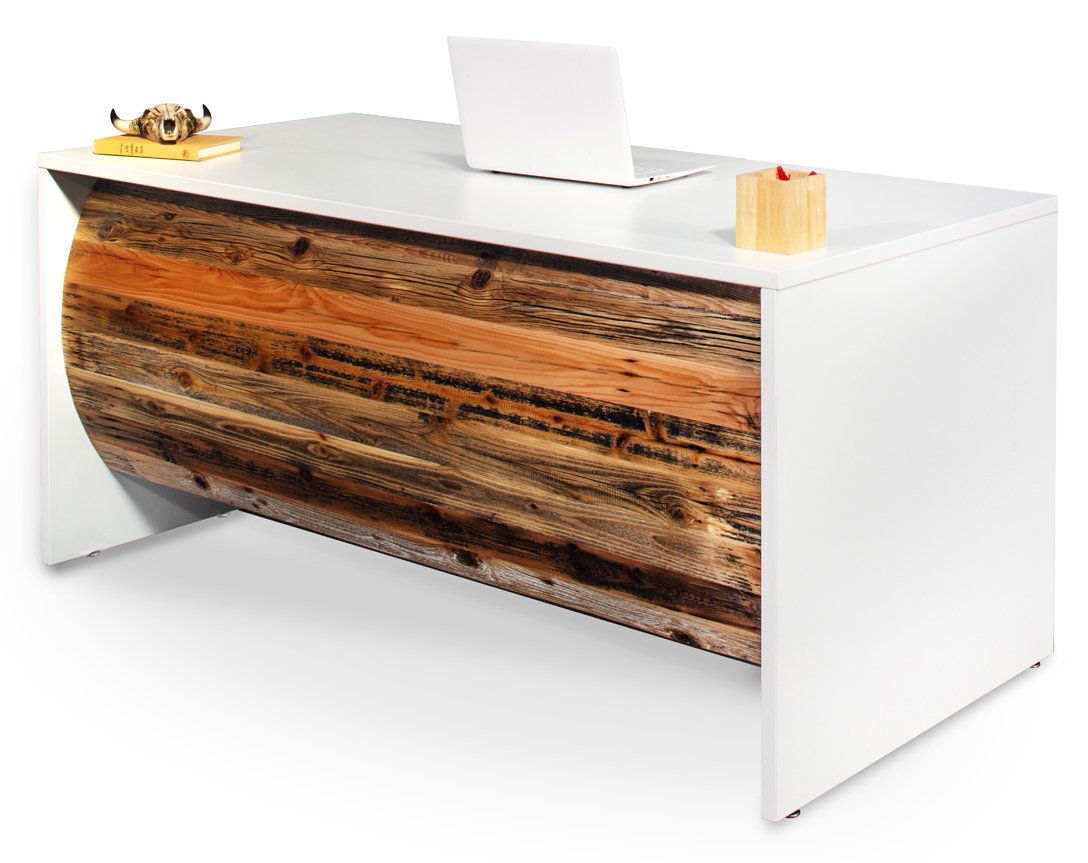 Barrel Front Desk/Reclaimed Wood - Item #1433 - Online Office Furniture