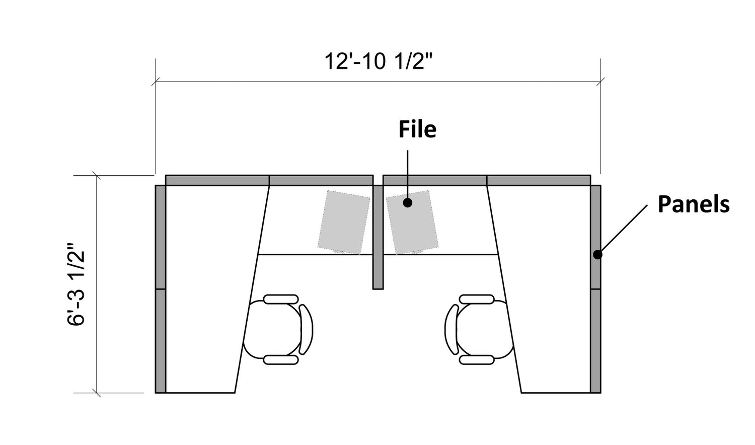 2 Person Side-by-Side Workstations with Panels and File Ped - Online Office Furniture