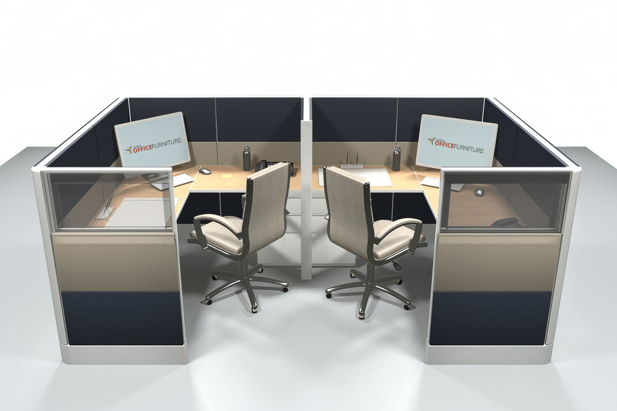 2 Pack 5x6 Workstations-Panels with Glass - Item 1367 - Online Office Furniture