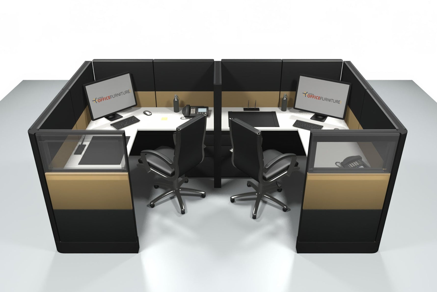 2 Pack 5x6 Workstations-Panels with Glass - Item 1367 - Online Office Furniture