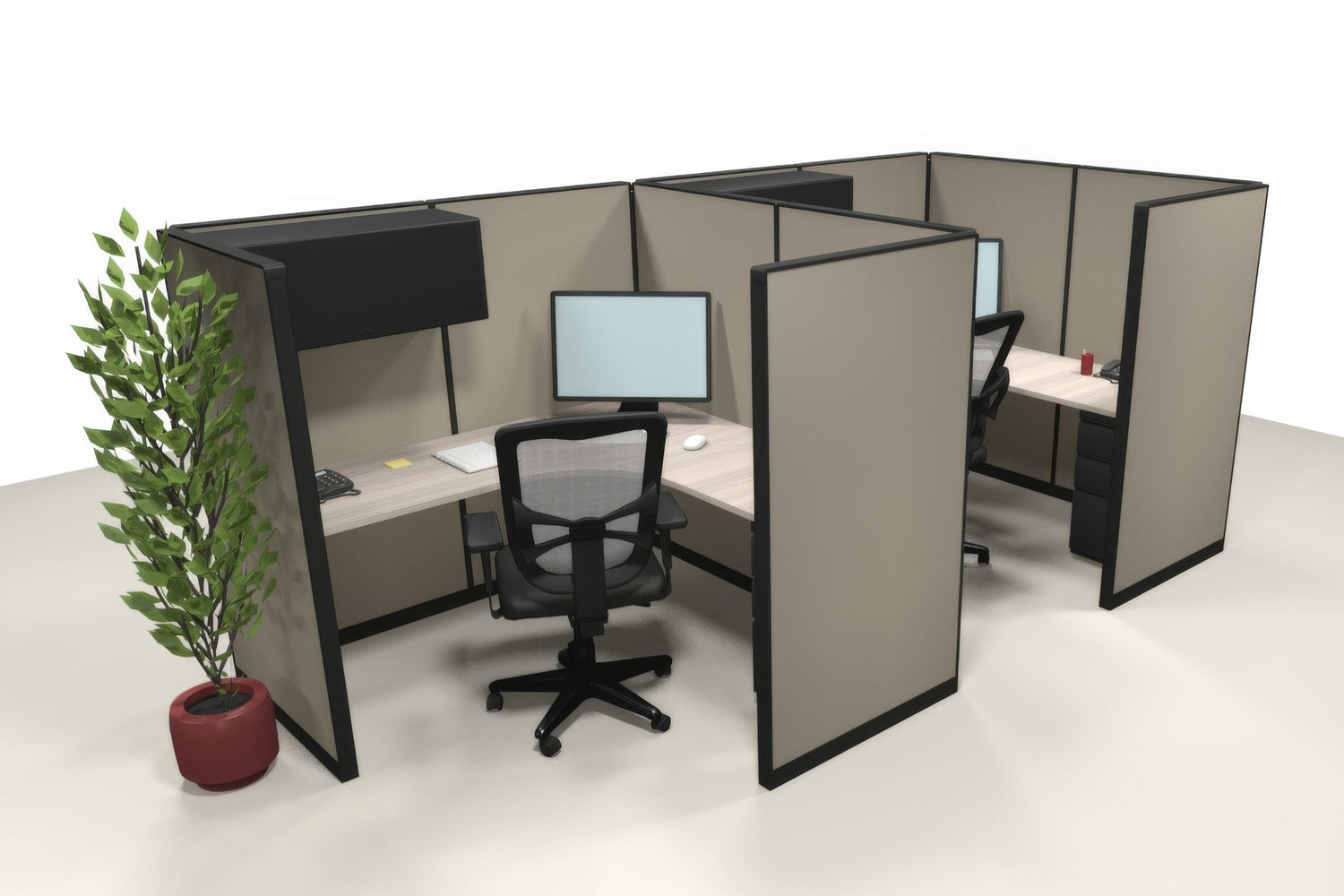 2 Pack Private 6x6 Workstations with Panels