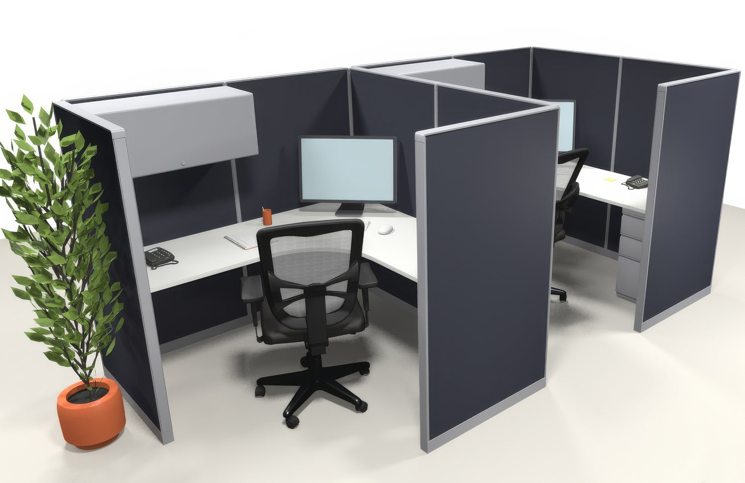 2 Pack Private 6x6 Workstations with Panels