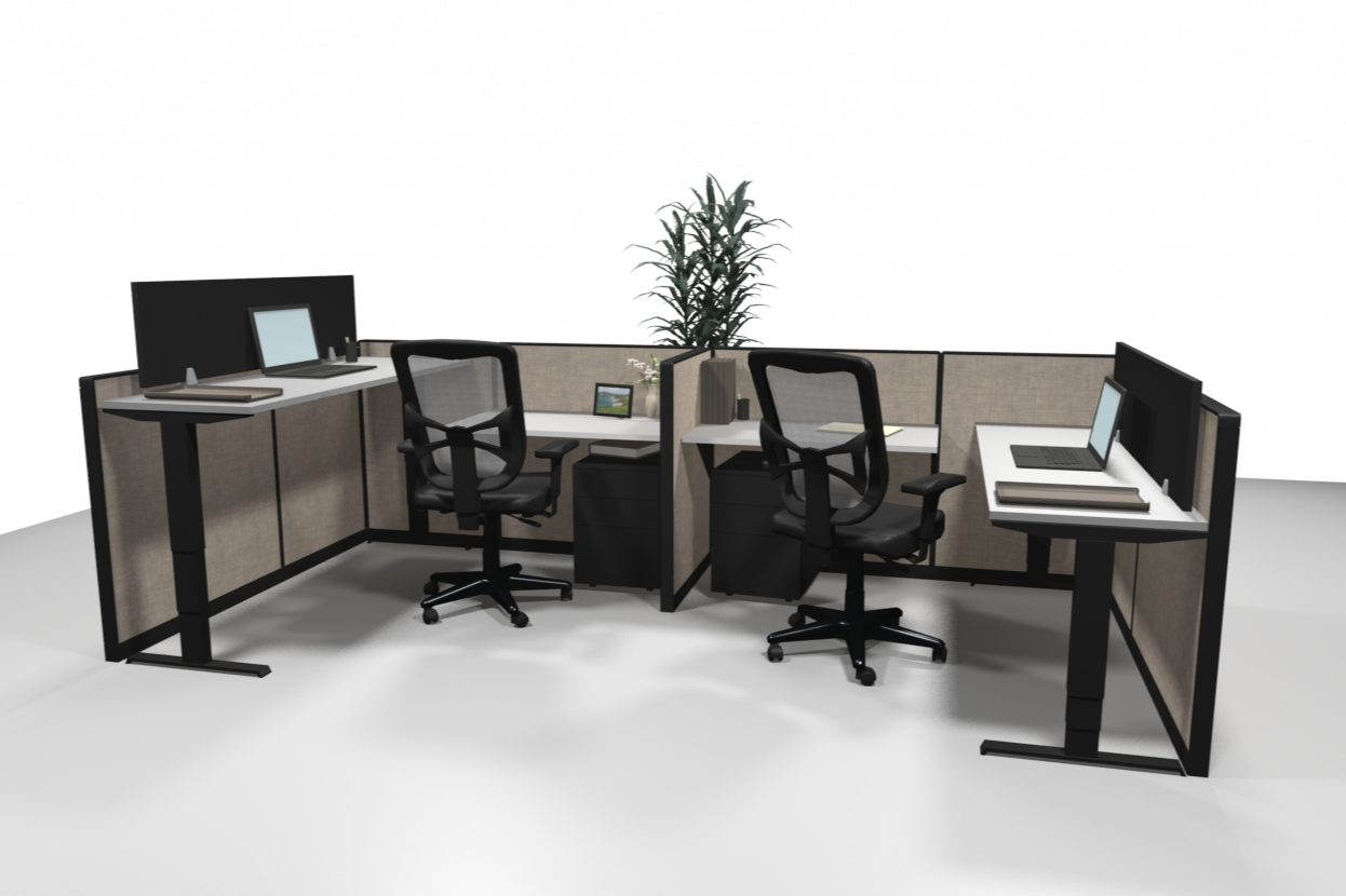 2 Pack Sit-Stand Workstations - Online Office Furniture