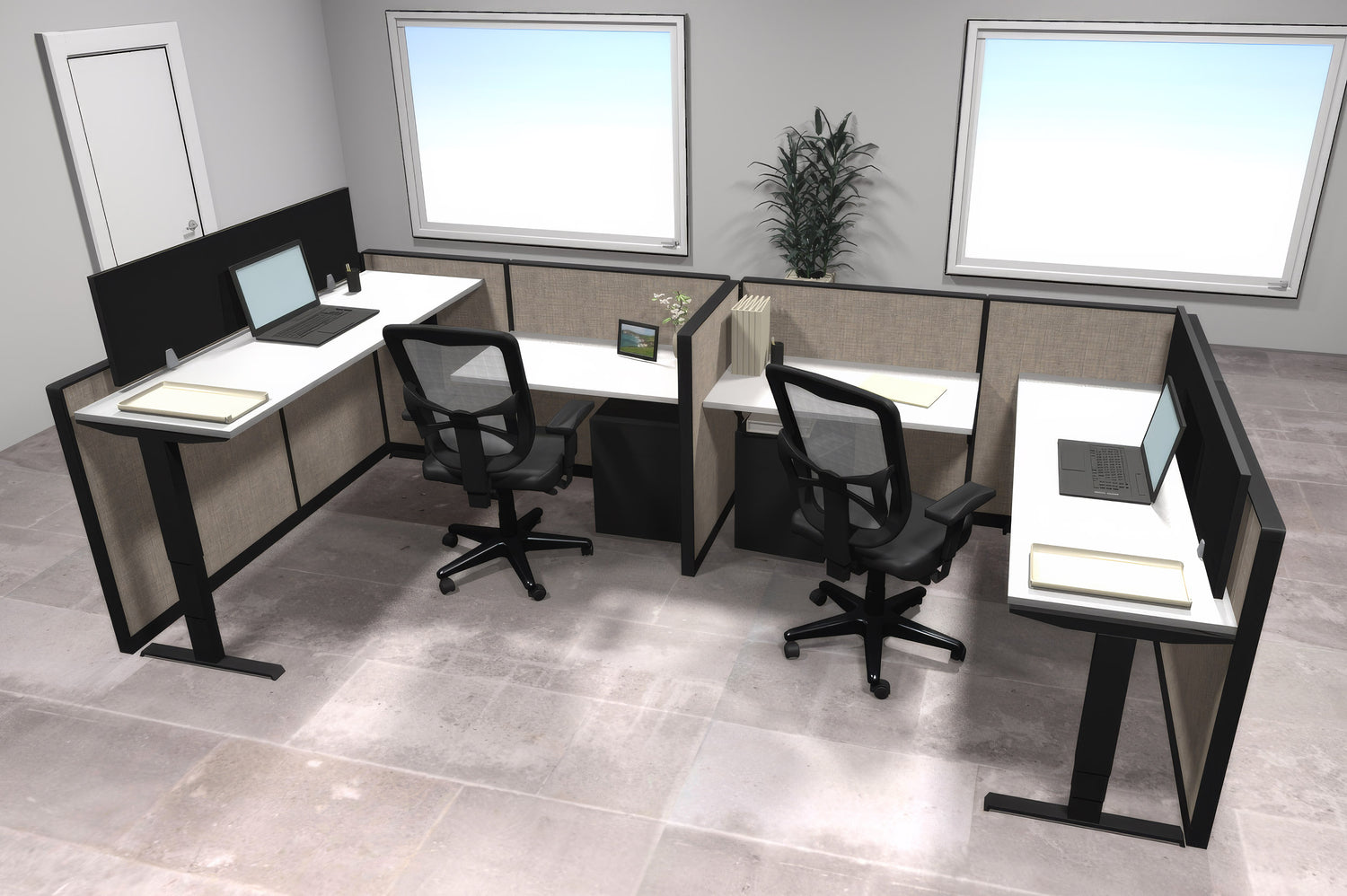 2 Pack Sit-Stand Workstations - Online Office Furniture