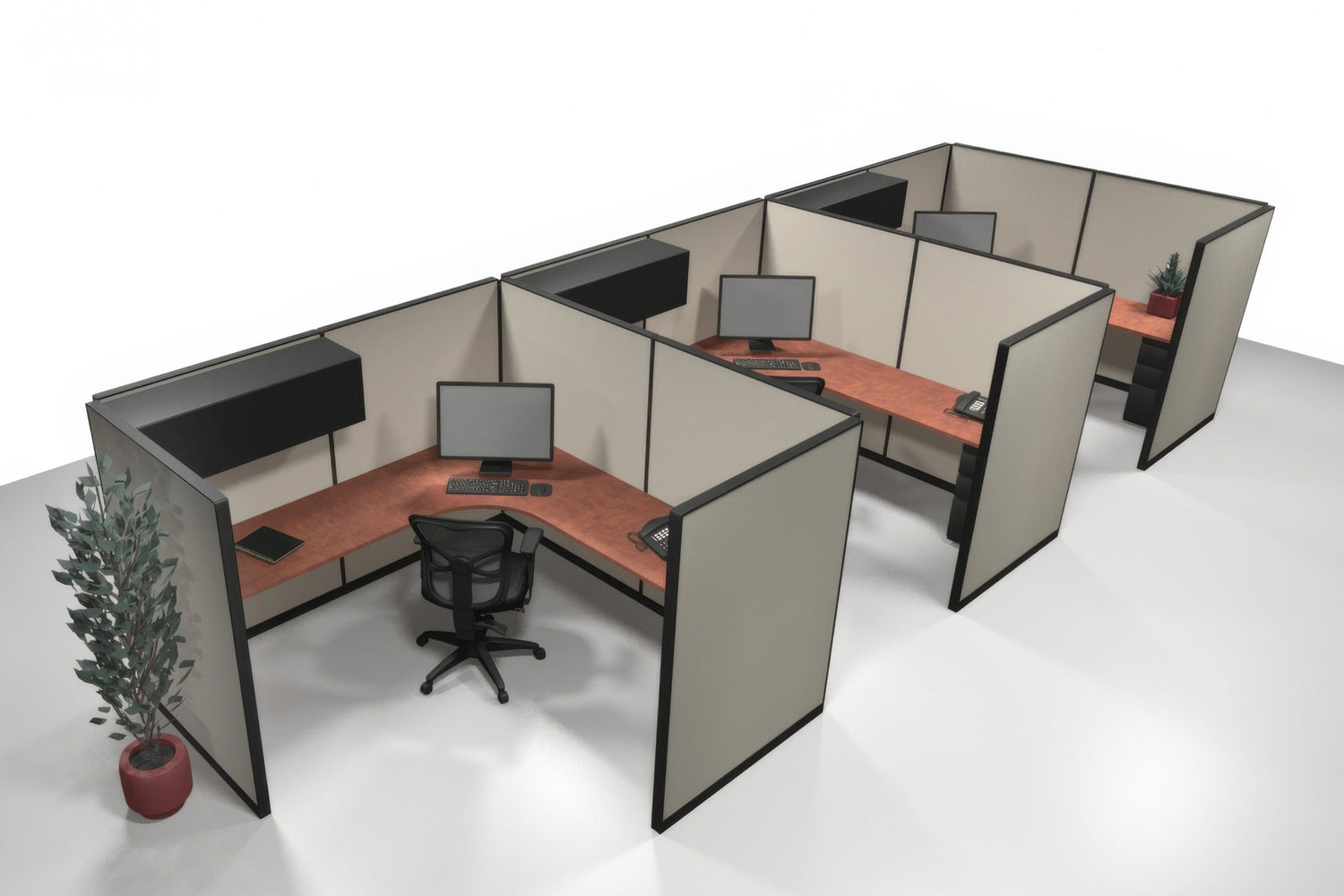 3 Pack Private 8x8 Workstations with Panels - Item 