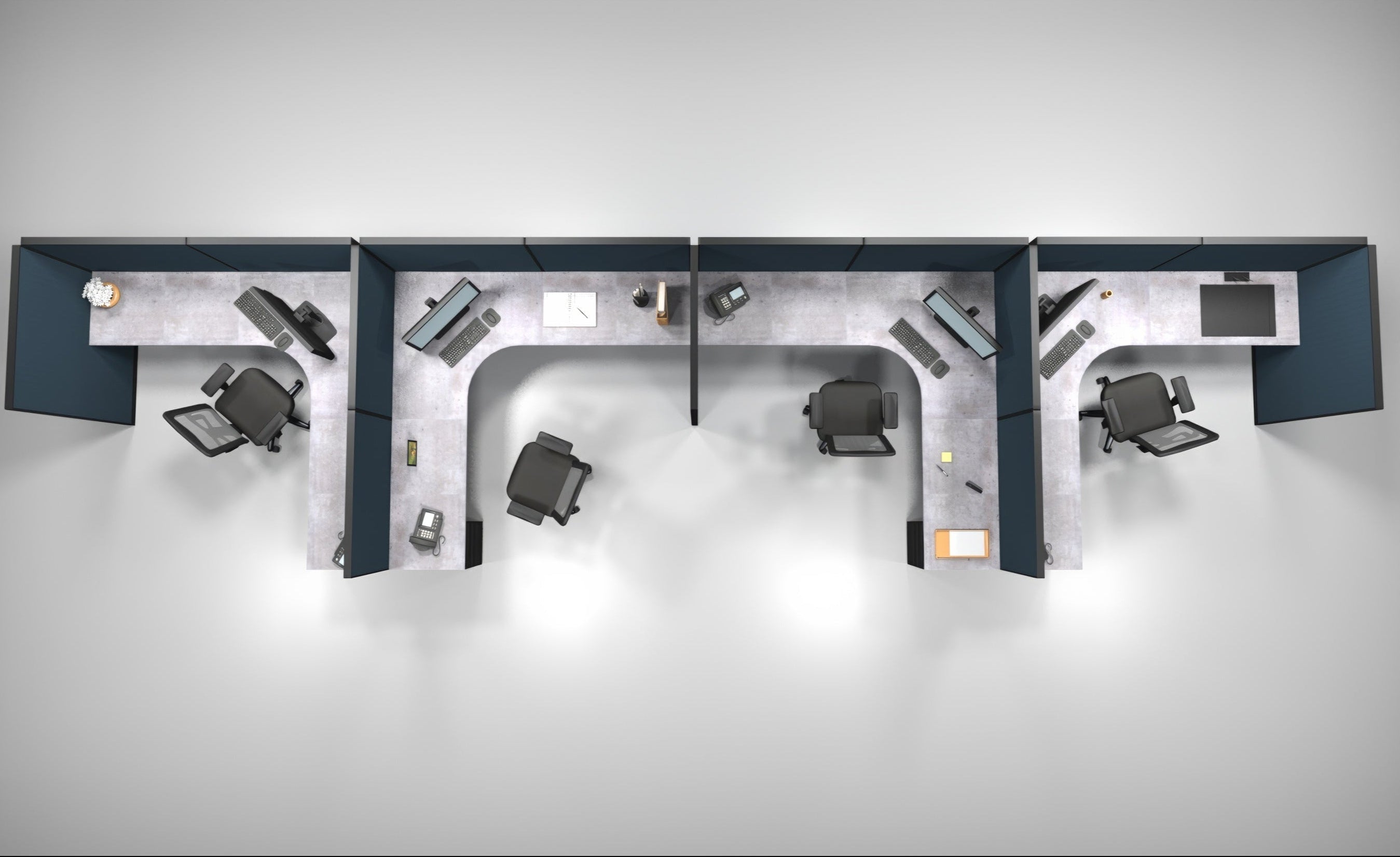 4 Pack Single Row Open 8x8 Workstations with Panels - Item #1406 ...