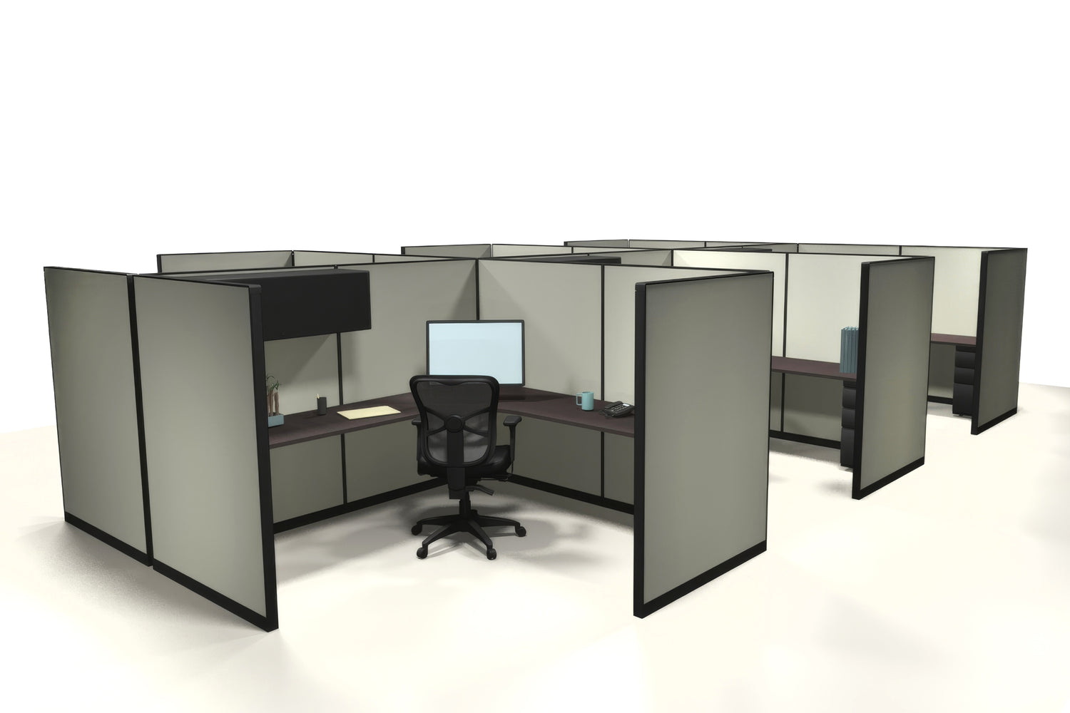 6 Pack Private 8x8 Workstations with Panels - Item 