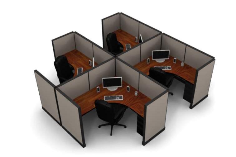 4 Pack Private 6x6 Workstations with Panels