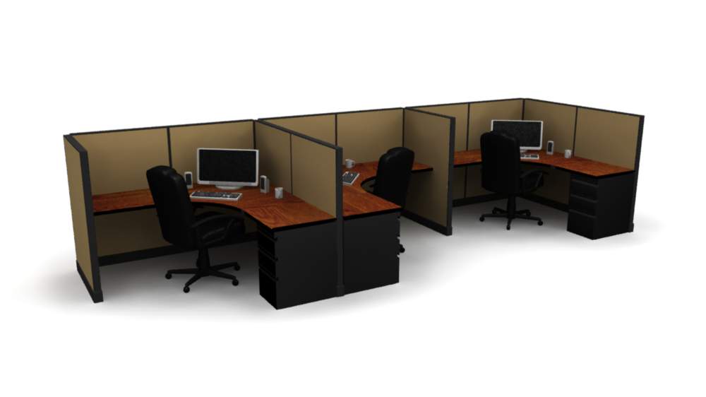 3 Pack open Workstations with Panels