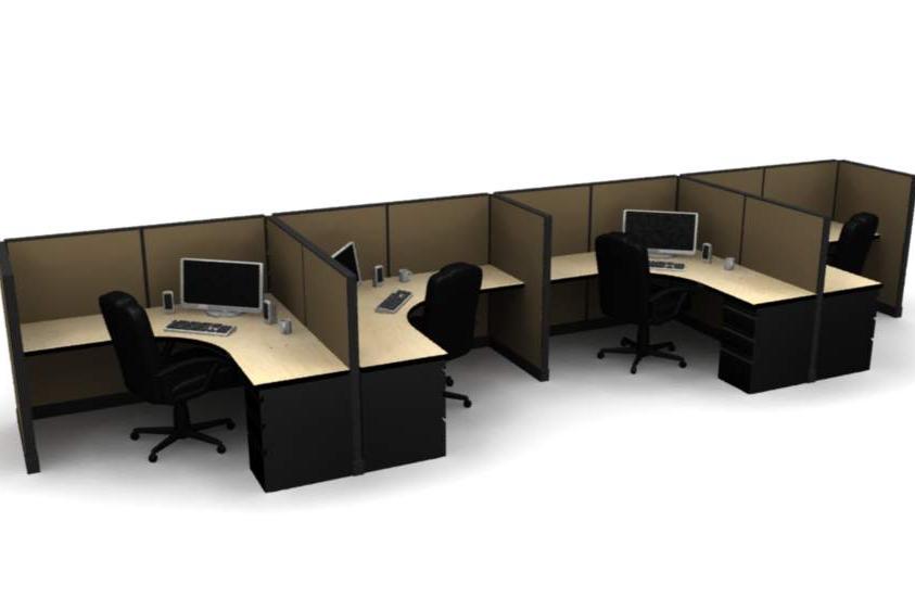 4 Pack Single Row Open 6x6 Workstations with Panels