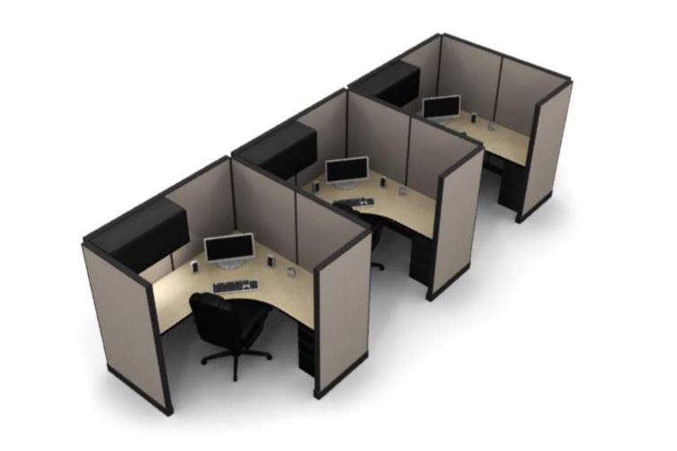 3 Pack Private 6x6 Workstations with Panels