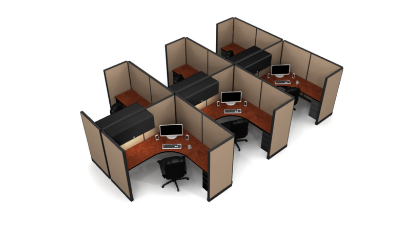 6 Pack Private 6x6 Workstations with Panels