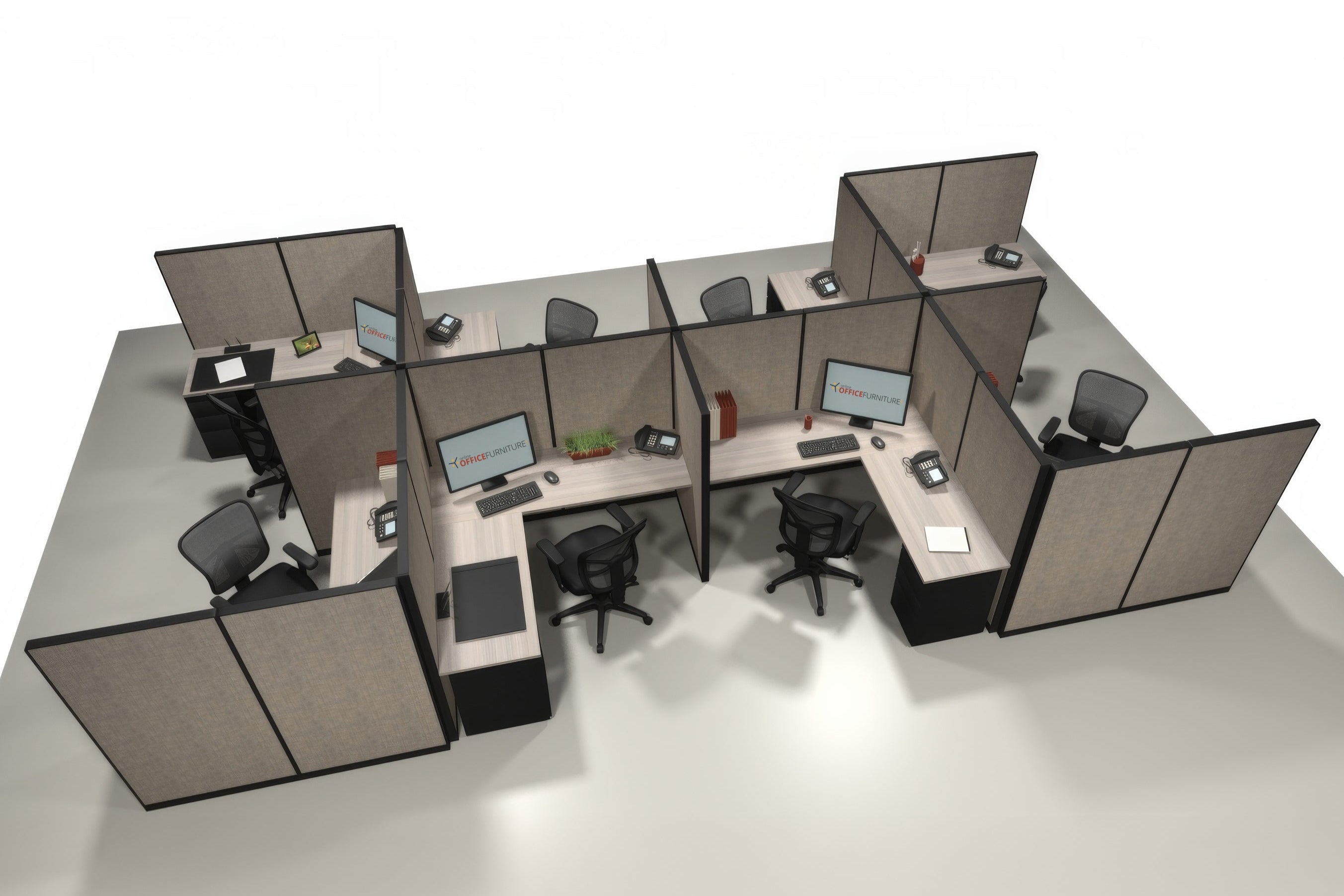 Workstations In Rva 8 Pack Workstations with Panels – Online Office Furniture