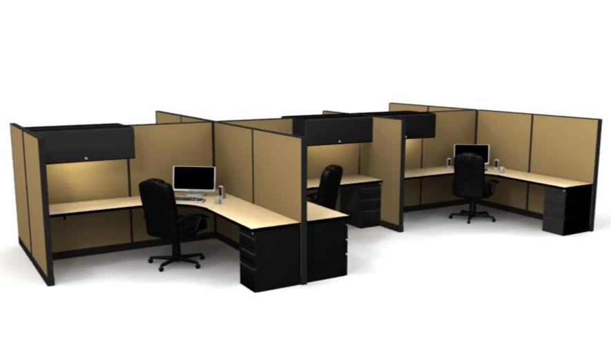 6 Pack Open 8x8 Workstations with Panels